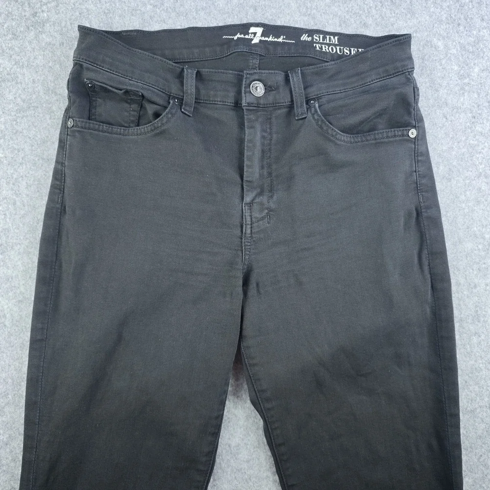 7 For All Mankind Slim Trouser Jeans Women's 29 Black Flare Stretch Denim 30x33